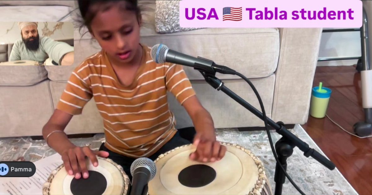 Gian_Namdhari's tweet photo. Mehtab Singh, a young tabla student from America 🇺🇸, is very welcome to join our academy for online video call classes. We wish him a bright future. https://t.co/HlW2IXAOCl