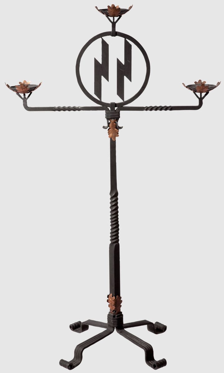 ChudMagick88's tweet photo. An SS wedding candelabra of blackened iron with hand embossed and hand engraved copper oak leaves https://t.co/3WrHzRBKgt