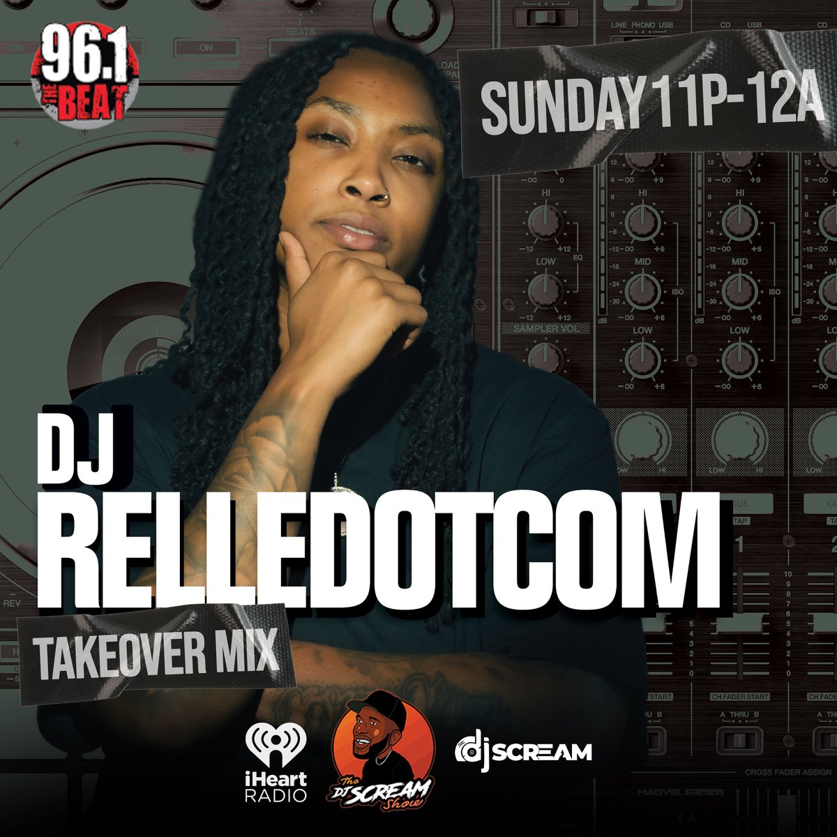 DJSCREAM's tweet image. @relledotcom is spinning the Sunday night takeover from 11PM–12AM! Pure pressure. Lock in 😤
📍Atlanta
🌍 Worldwide on @iHeartRadio
🎵 Lock in weekly! #WeekendTakeover
@relledotcom @djscream @iheartradio
