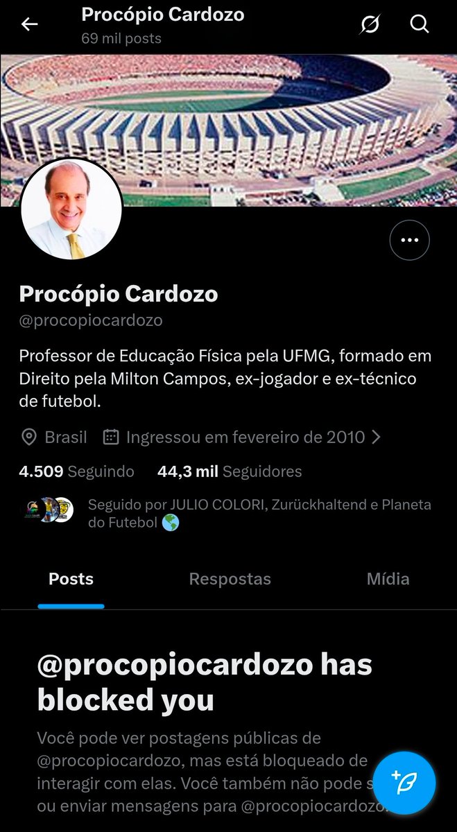 Procopio me bloqueou kkkkkk