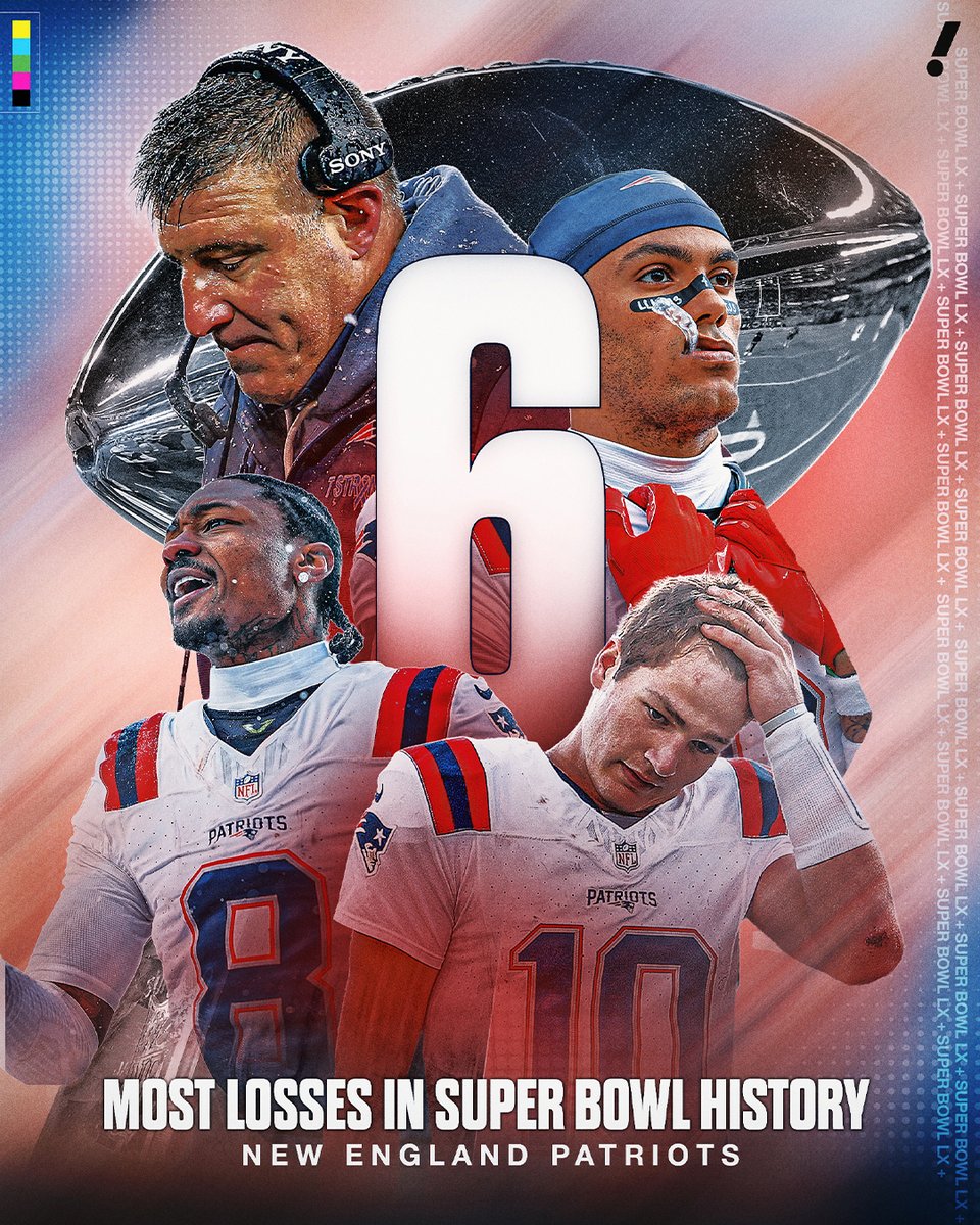 YahooSports's tweet image. The Patriots now have the most Super Bowl losses in NFL history with SIX 💔