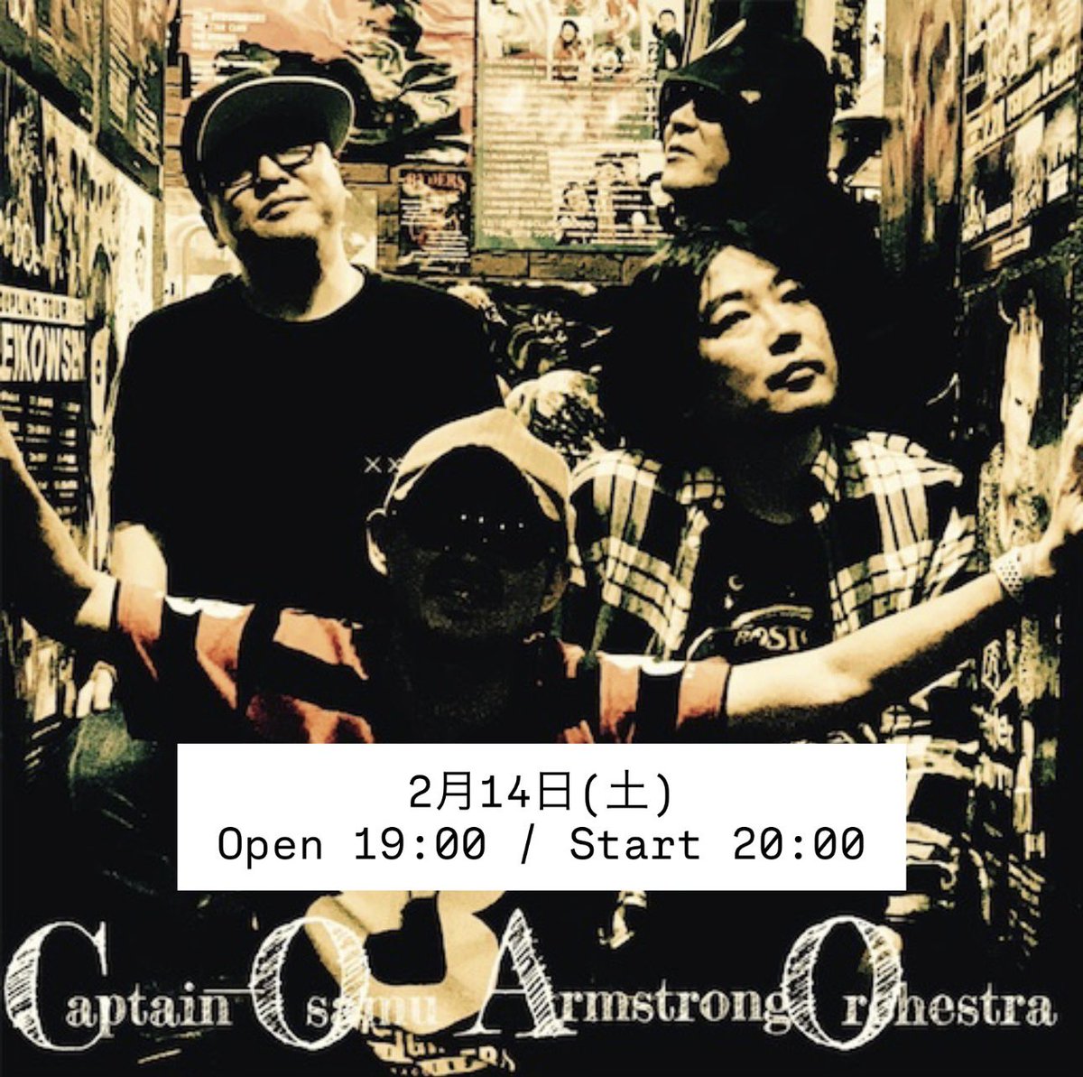 smoky_yokohama's tweet photo. 🎤今週のLive営業のお知らせ🎸
🗓2026年2月14日(土)
☆★COAO★☆

Vo. Gt./ osamu armstrong 
Gt. Cho./ しんいちろう
Ba. Cho./ ATs
Per.Cho./ TAKEHIKO

#COAO #ヒューマンロスト
ーーーーー

MC : 投げ銭
19:00オープン
20:00 Liveスタート

ーーーーー
https://t.co/RDuiQ5QGTr
#BarSmoky #野毛 https://t.co/ztvlQ3MSaP