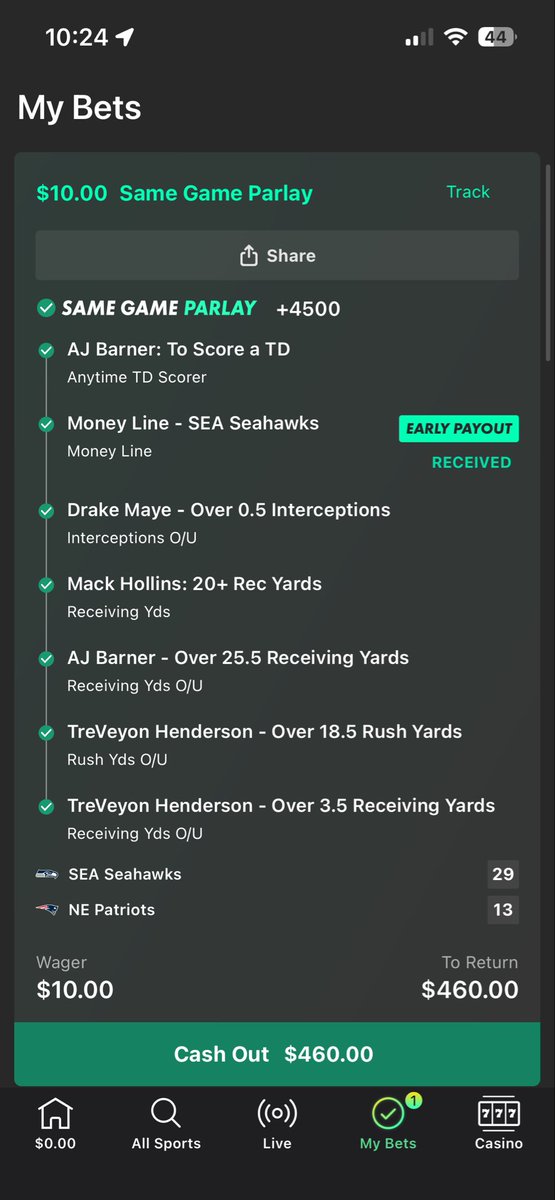 TheCanadianFin's tweet photo. Hit this on the last play ,very sweet as a dolphins fan  @bet365  @SportyBet  #SuperBowl2026 #superbowlbet https://t.co/70jvsmk47V