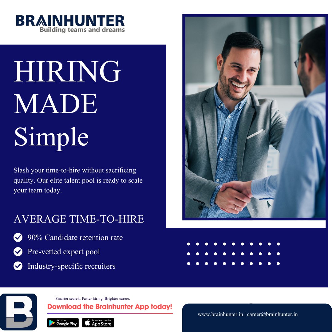 Brainhunter_in's tweet photo. From sourcing to onboarding, we simplify hiring with trusted talent, faster timelines, and recruiters who understand your industry.
Connect us
โ๏ธ career@brainhunter.in
(Recruitment, Staffing, Hiring Solutions, Talent Acquisition, HR Services) #StaffingSolution
#HRServices #Trend https://t.co/GQSuO5hjFV