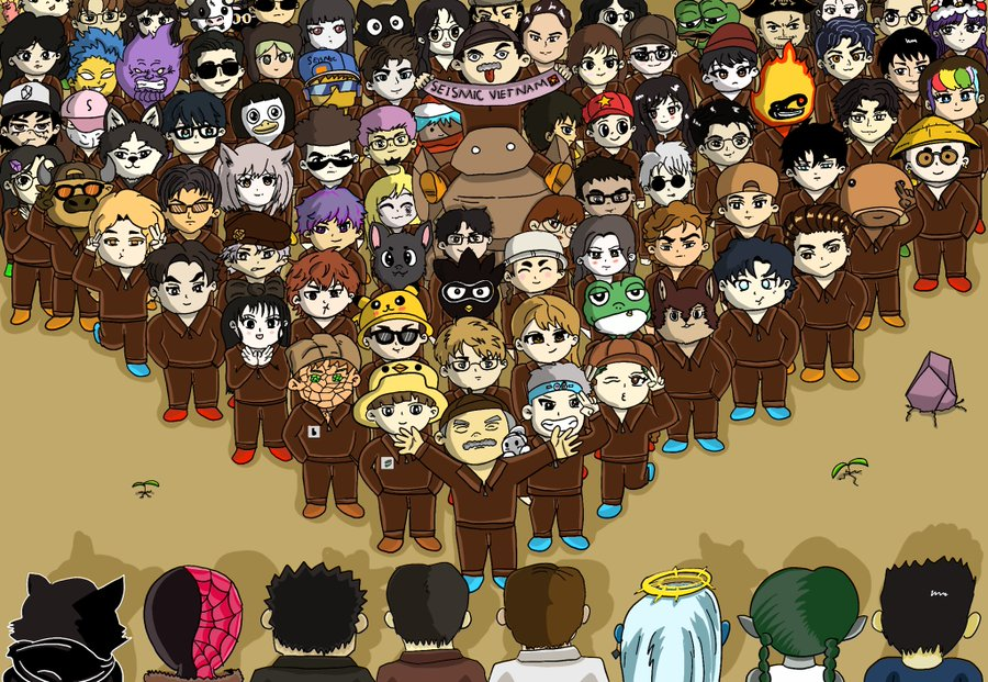 The legends of Seismic Vietnam  it’s truly emotional to see them captured in a single piece of art. All in for <a href="/SeismicSys/">Seismic</a> . Always
Thank you, " Maituong", for drawing it.