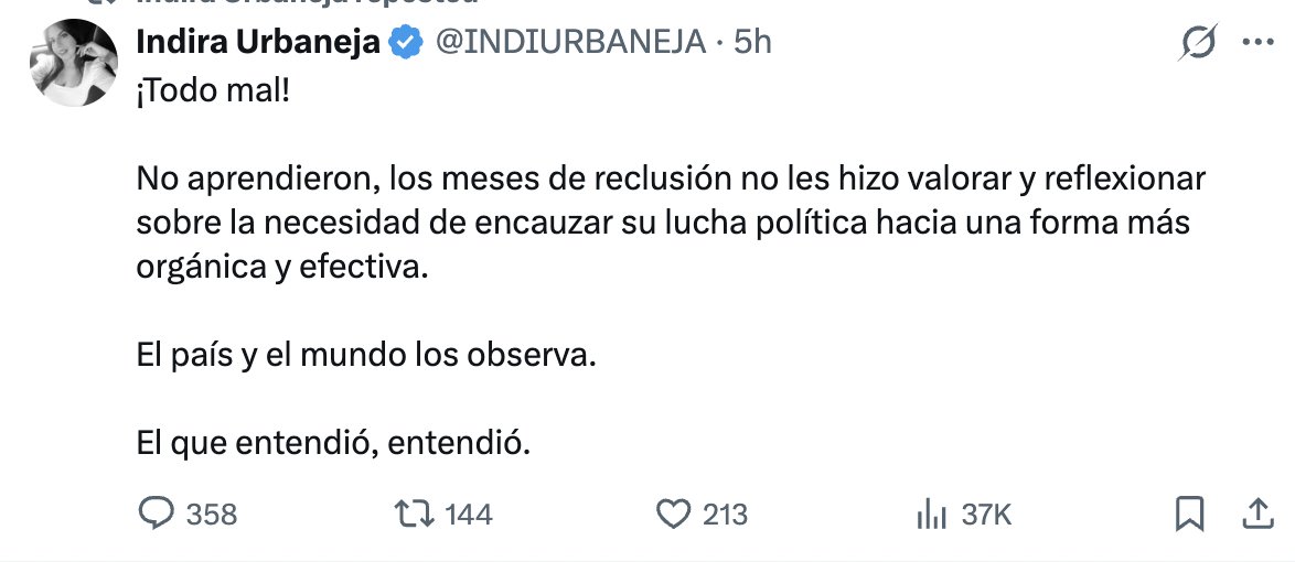 #URGENTE | Juan Pablo Guanipa fue nuevamente secuestrado por hombres fuertemente armados.

Más temprano, tras su liberación, la bachiller y persecutora del régimen Indira Urbajena decía que Guanipa no había aprendido nada en la cárcel.