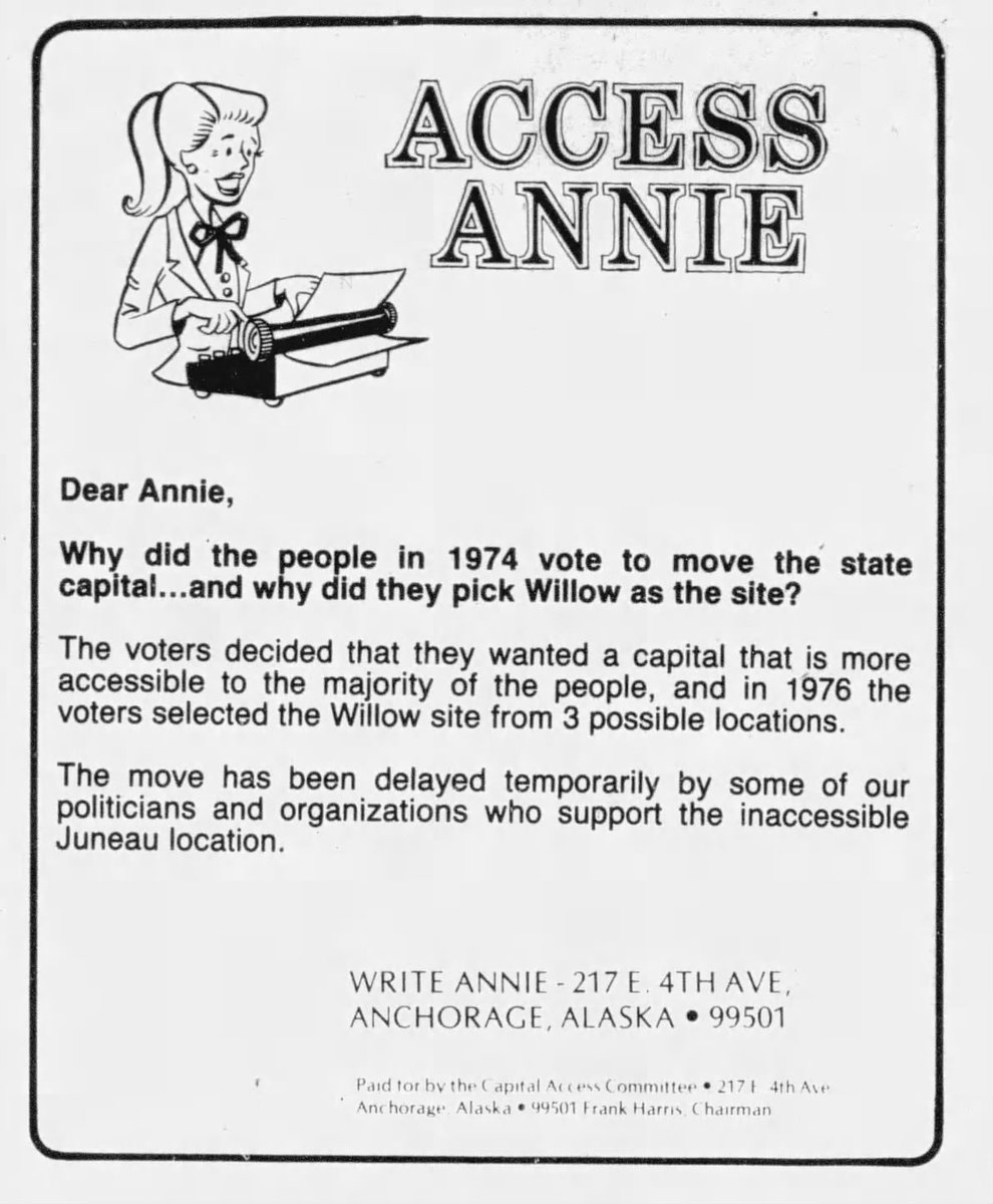 Annieページ In 1982 Alaskans voted on whether to fund a state capital move