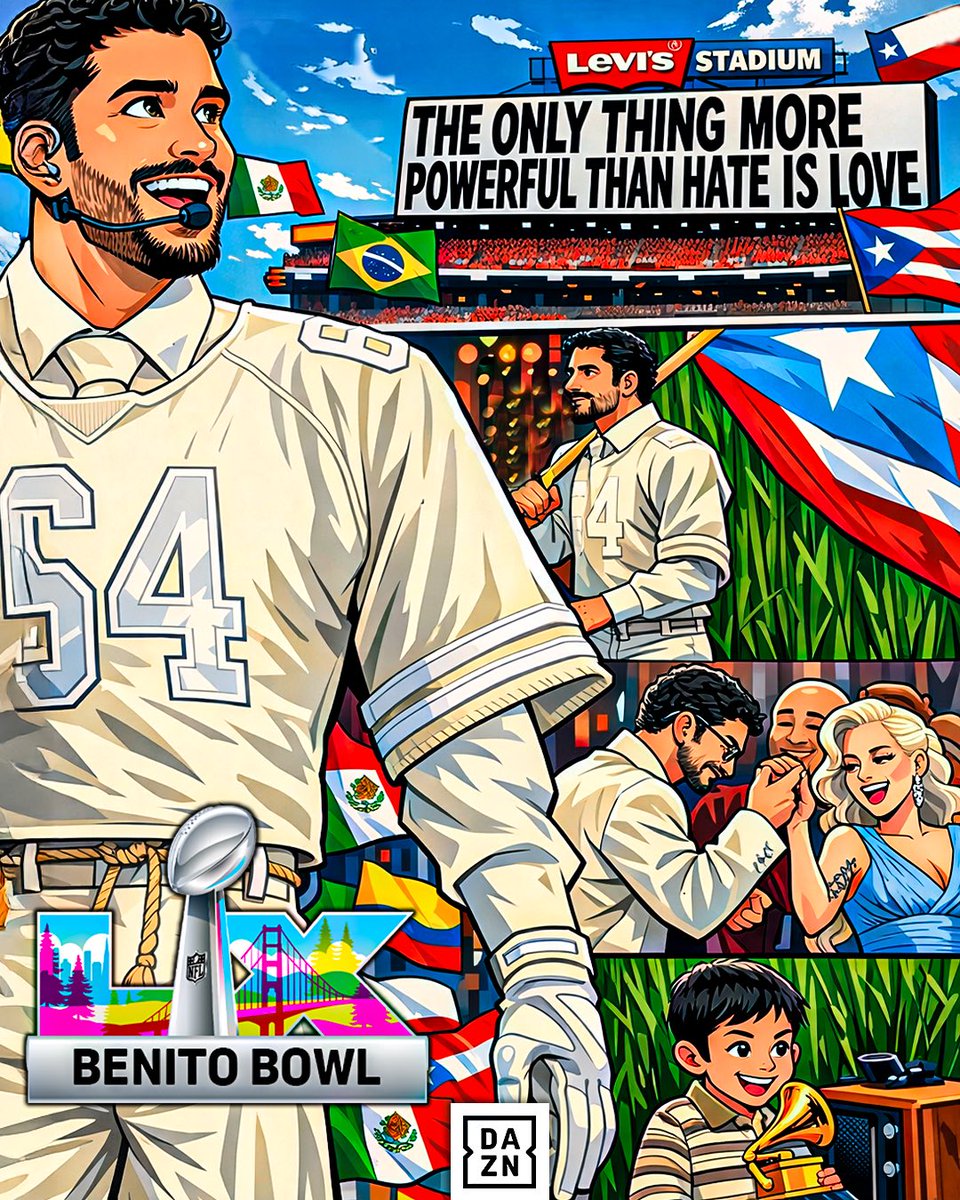 DAZN_ES's tweet image. El Super Bowl LX será para siempre el Benito Bowl 🐰🇵🇷

Un verdadero ‘baile inolvidable’ 😍

#NFLenDAZN 🏈🇺🇸 #SBLX #BadBunny