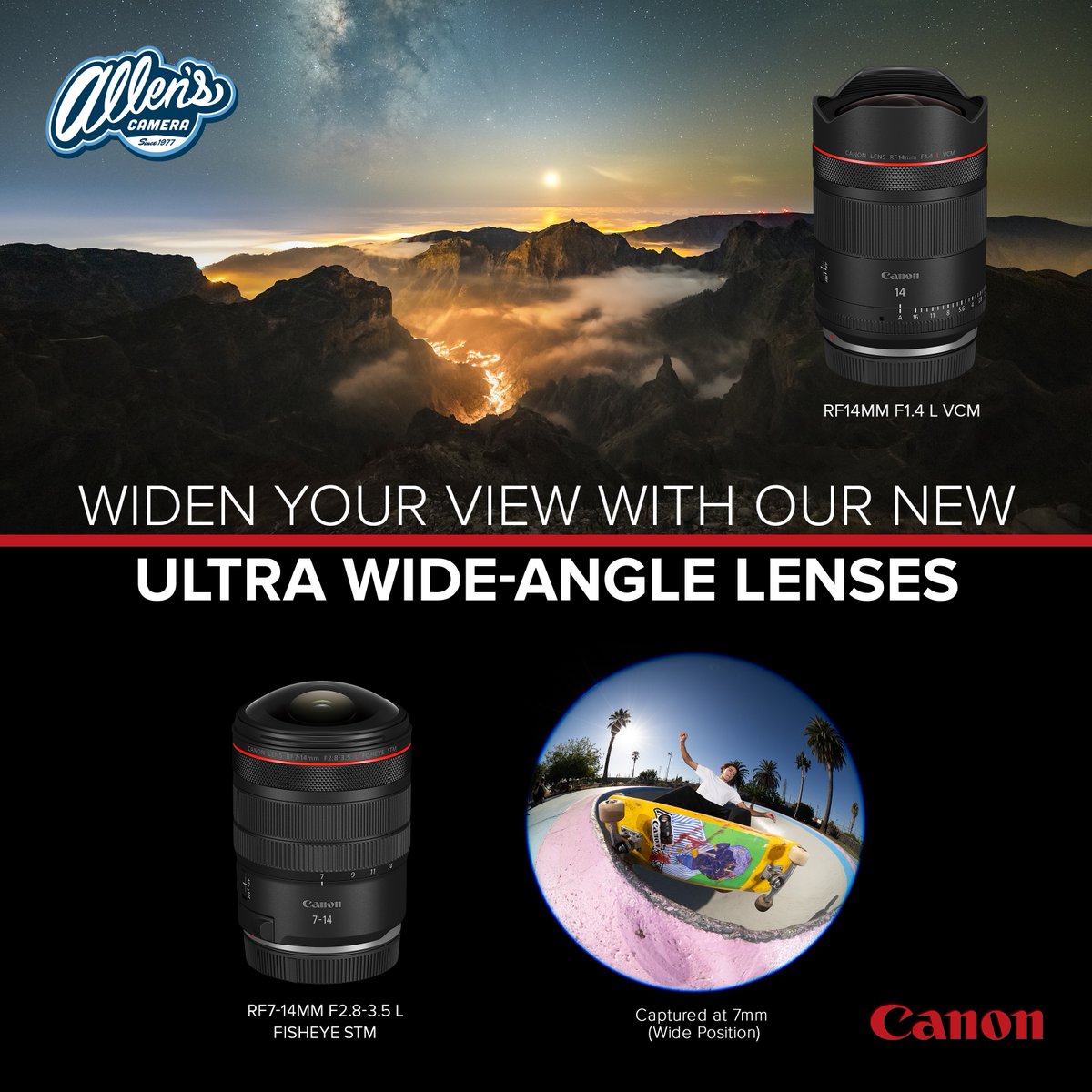 allenscameraPA's tweet photo. Canon introduces two ultra wide-angle lenses to widen your view.  
RF7-14mm F2.8-3.5 L Fisheye STM
https://t.co/8t93gJ9iQ7
RF14mm F1.4 L VCM
https://t.co/kzgGe26uPu
Questions?  Call 215-547-2841 or visit the store at 4401 New Falls Road
Levittown, PA , 19056 https://t.co/FrxdA7v7a3