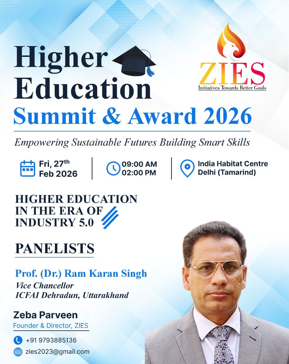 Vice Chancellor, Prof. Dr. R. K. Singh has been invited as a Panelist at the prestigious Higher Education Summit &amp; Awards 2026 🏆📚
📅 February 27, 2026
#HigherEducationSummit2026 #AcademicLeadership #ViceChancellor #ProfRKsingh #EducationExcellence #ThoughtLeadership