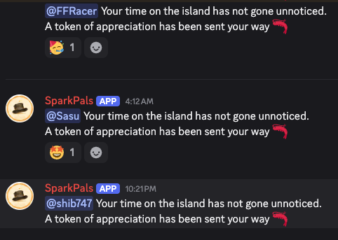 Behind the scenes, our island agent connects your <a href="/NiftyIsland/">Nifty Island 🏝</a> account to your <a href="/Discord/">Discord</a>.

Every so often, you’ll get an ISLAND token airdrop, just because you showed up. 🦐

Discord will let you know 👋