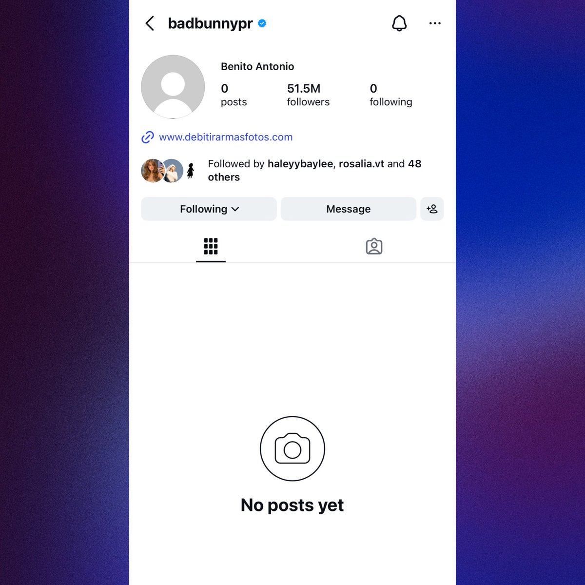 「Bad Bunnyはスーパーボウルのハーフタイムショーの後、インスタグラムの投稿をすべて消し、フォローしていた人も全部外した。」