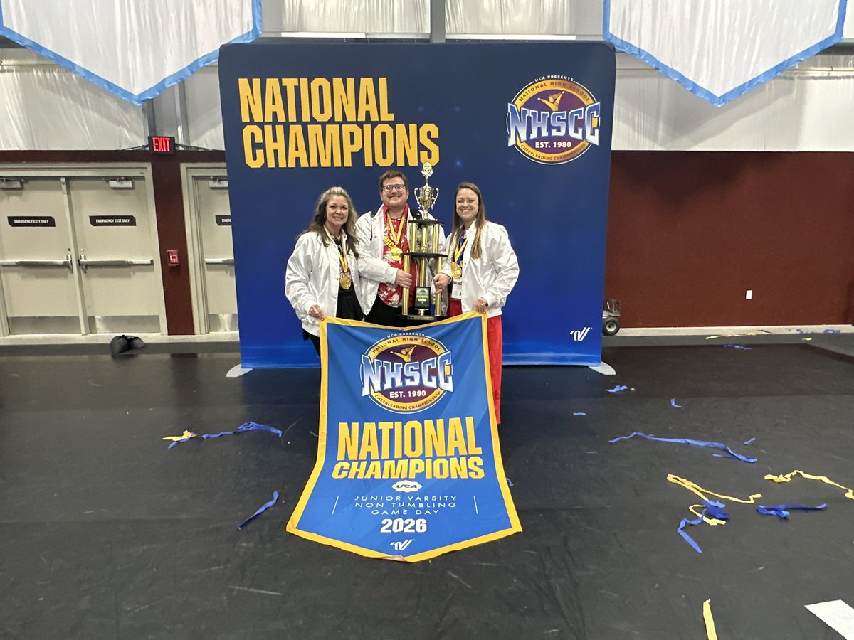 TISDTHS's tweet photo. 🏆❤️NATIONAL CHAMPIONS ❤️🏆 Tomball White Team takes the title in JV Non-Tumbling!!!
So proud of this incredible team and coaches for their hard work, energy, and school spirit—y’all showed the nation what Cougar pride is all about! 🐾✨
#PrideofTexas #CoogsgoCrazy #MICATT https://t.co/lVs05rX1CW