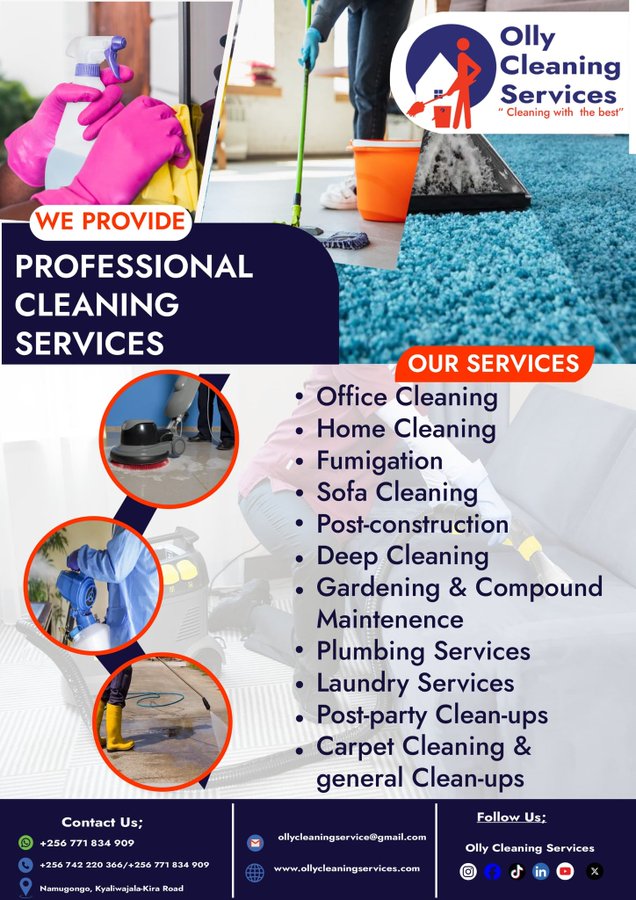 ollycleaningug's tweet photo. We are back for business.

Had a messy weekend or a party and need a deep clean up? We got your back on that, hire us to restore your environment to calmness and cleanliness 😊

Whatsapp us on: https://t.co/QAqgaC2sXL https://t.co/hiJVtligzf