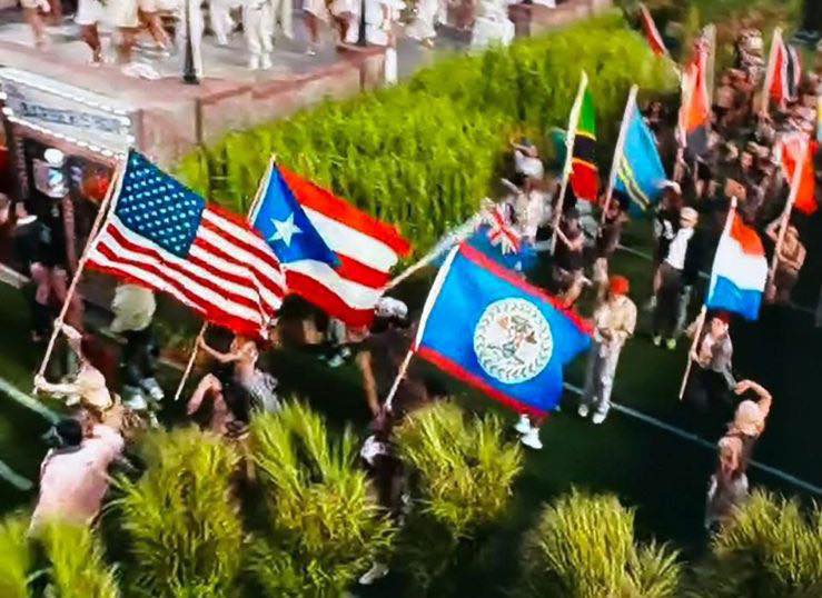 My mom was so stoked to see the Belize flag at the halftime show 🇧🇿 "People don't usually remember us!"