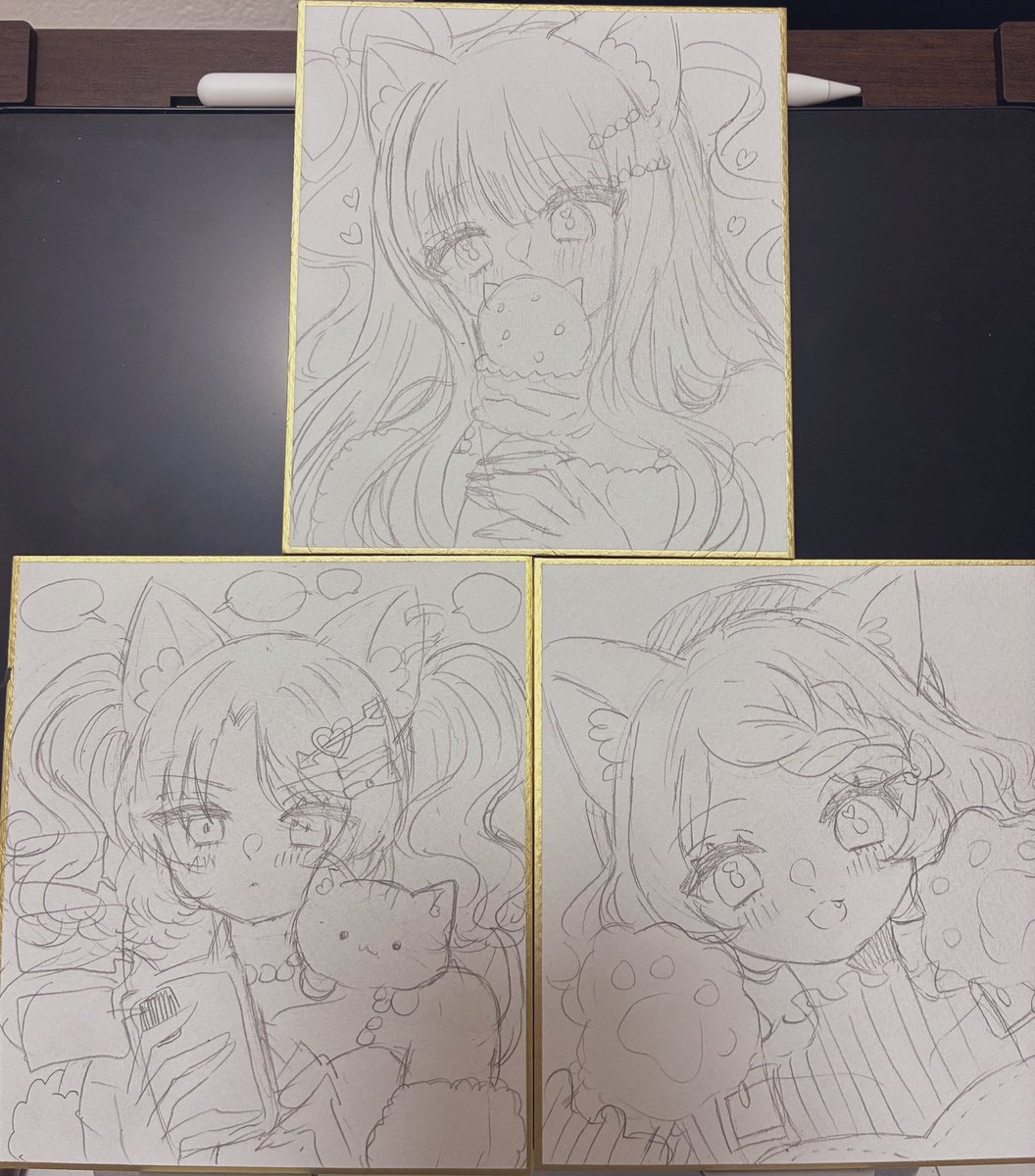 コミティアに持っていく予定のミニ色紙のラフ 