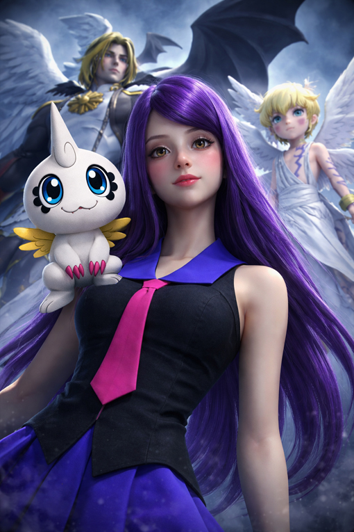 Un amigo me dijo que había un trend de Digimon, donde uno posaba con su equipo y me hizo estas imágenes. Me siento culpable pero aaaa están bonitas TwT 💔😔