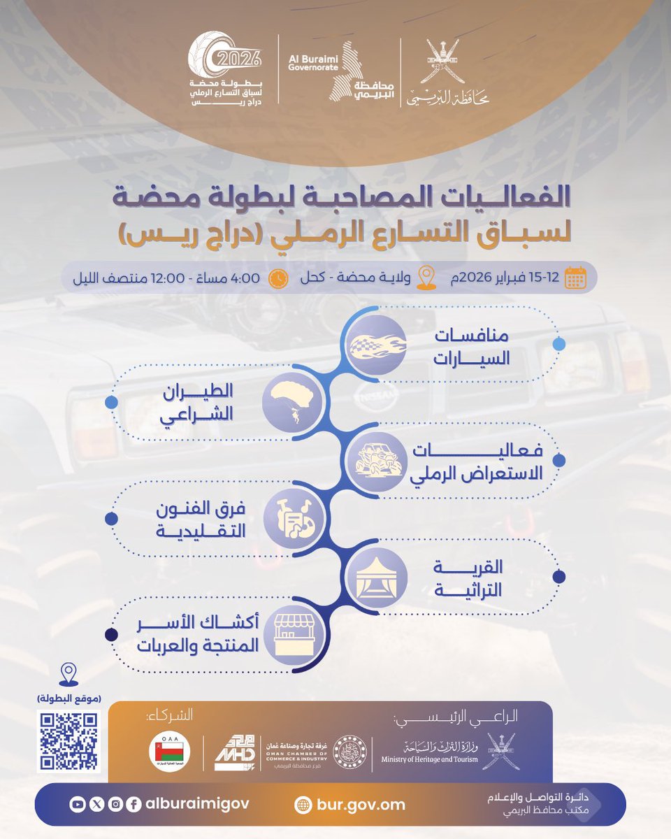 buraiminet's tweet image. برنامج بطولة محضة لسباق التسارع الرملي (دراج ريس) مع الفعاليات المصاحبة لها