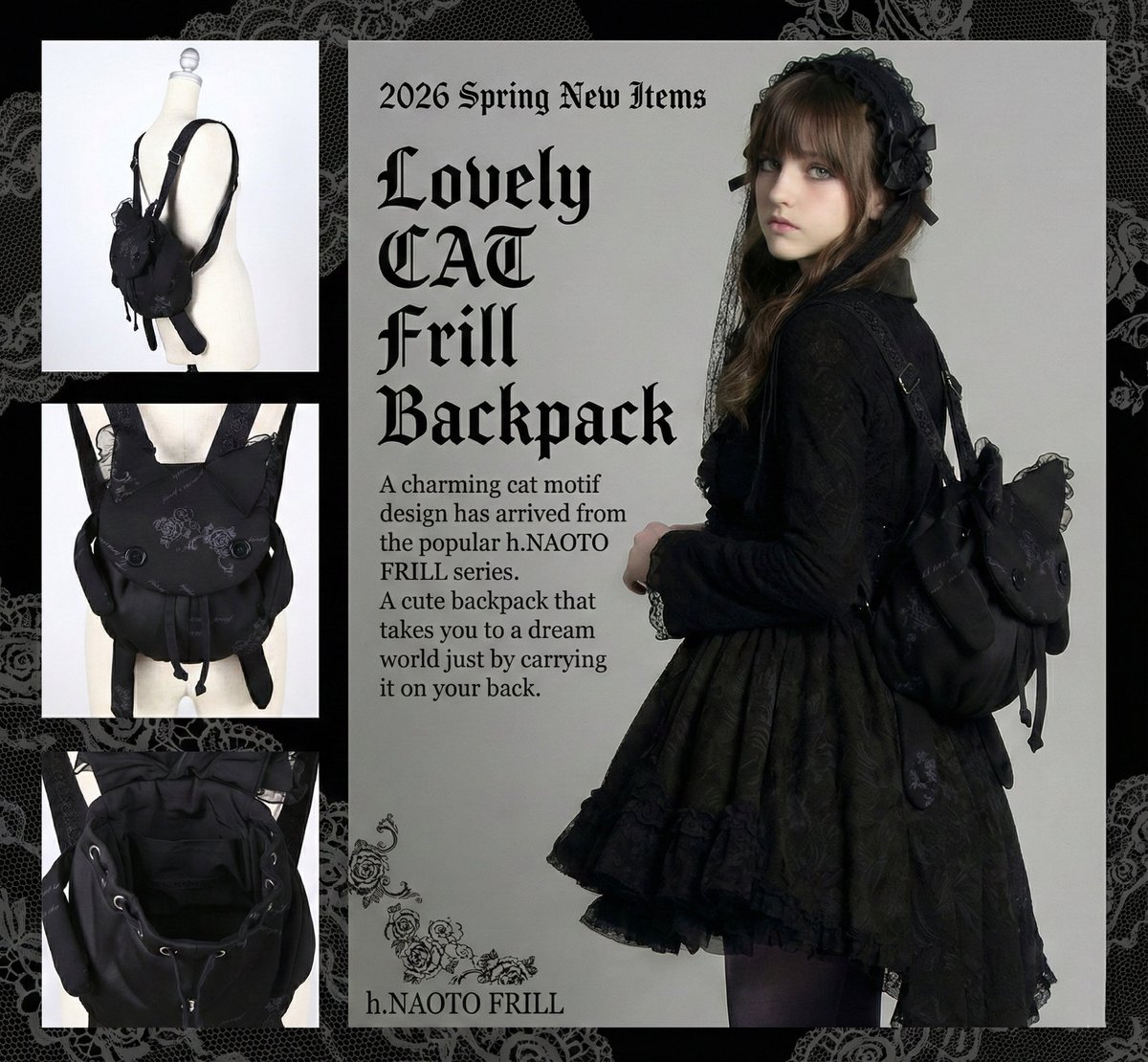 Lovely CAT Frill Backpack】 待望の猫ちゃんリュックが新素材で復活
