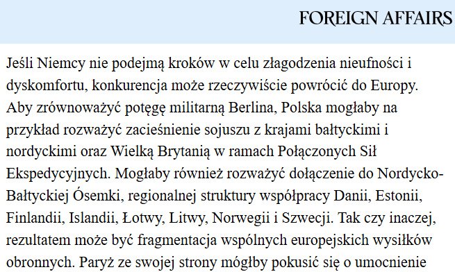 Ciekawy fragment z tekstu niemieckiej analityk Liany Fix nt. dylematów państw europejskich w obliczu z remilitaryzacji RFN. 

Pozornie luźna uwaga o potencjalnej reakcji Polski zdradza odruchowy schemat myślenia niemieckich elit nt. miejsca RP w systemie europejskim.