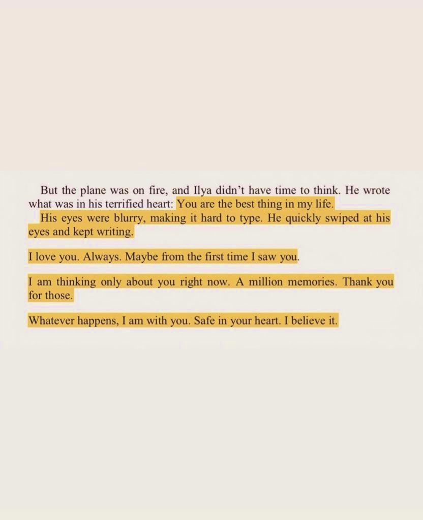 this chapter (plane crash) in the long game broke me probably a million times

“I love you. Always. Maybe from the first time I saw you.”

“Whatever happens, I am with you. Safe in your heart. I believe it.”