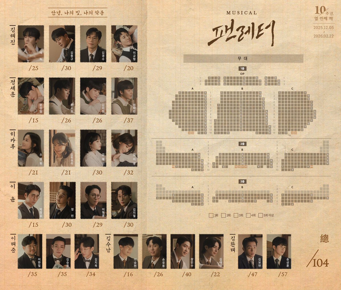 뮤지컬 팬레터 10주년 기념 공연 정산판
2025.12.05 - 2026.02.22
🔗buly.kr/EopTi5f

💌자유롭게 사용해주세요✨
✍️스케줄 변동 시, 타래 업로드
✍️오류는 DM으로 부탁드려요