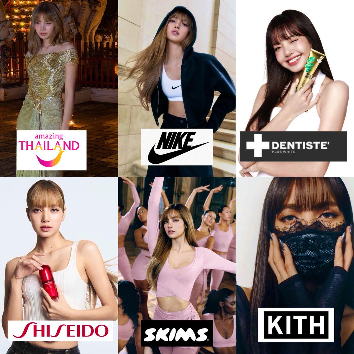#LISA in just two months:

-the new global ambassador of NIKE
-the new face of NikeSkims
-announced as a guess designer for Kith
-signed with dentiste for the fourth year
-announced as the brand ambassador Amazing Thailand
-the new global brand ambassador of Shiseido