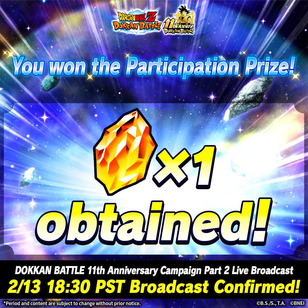 dokkan_global's tweet photo. @ItsJomm 
[Just Before Live Broadcast Campaign]

Thank you for participating!
You've won a Web Store Promotion Code 
redeemable for 1 Dragon Stone🎁

*Code can only be used once

▼Code Input Page
https://t.co/lITxGyAEBr

▼Code
 04dM81dFaL https://t.co/npAevGgisG