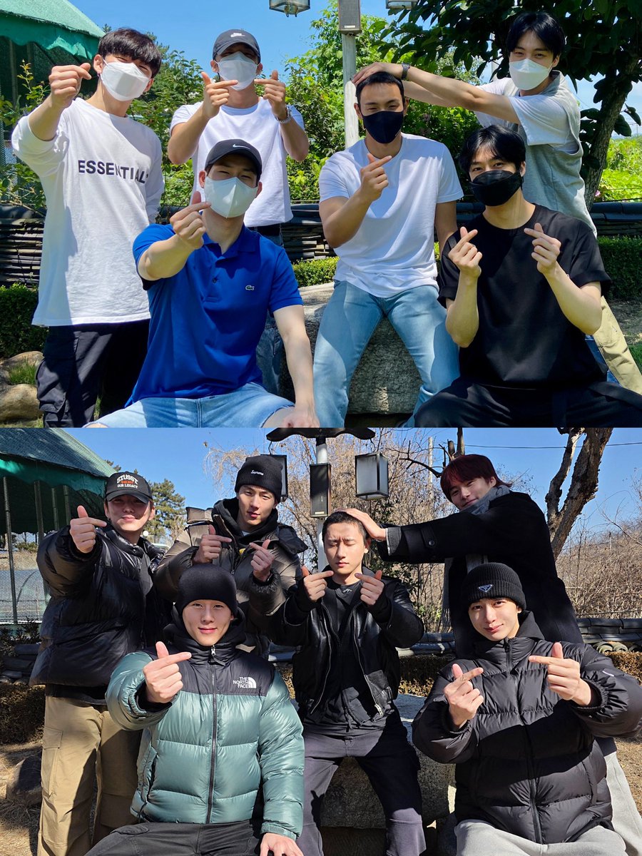 o__romi_'s tweet photo. 어떡해 셔누 입대때 사진이랑 
포즈 똑같이 하구 
애들 위치 똑같고
셔누랑 균이만 위치를 바꿨어 ㅠㅠㅠㅠㅠㅠㅠㅠㅠ https://t.co/KYMp4CtBFf