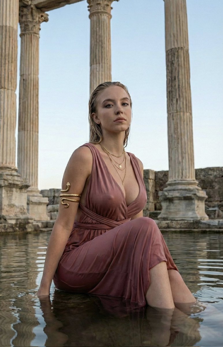 Mythological Goddess Aesthetic Prompt for Sydney Sweeney (Urdu/Roman) AI image template preview