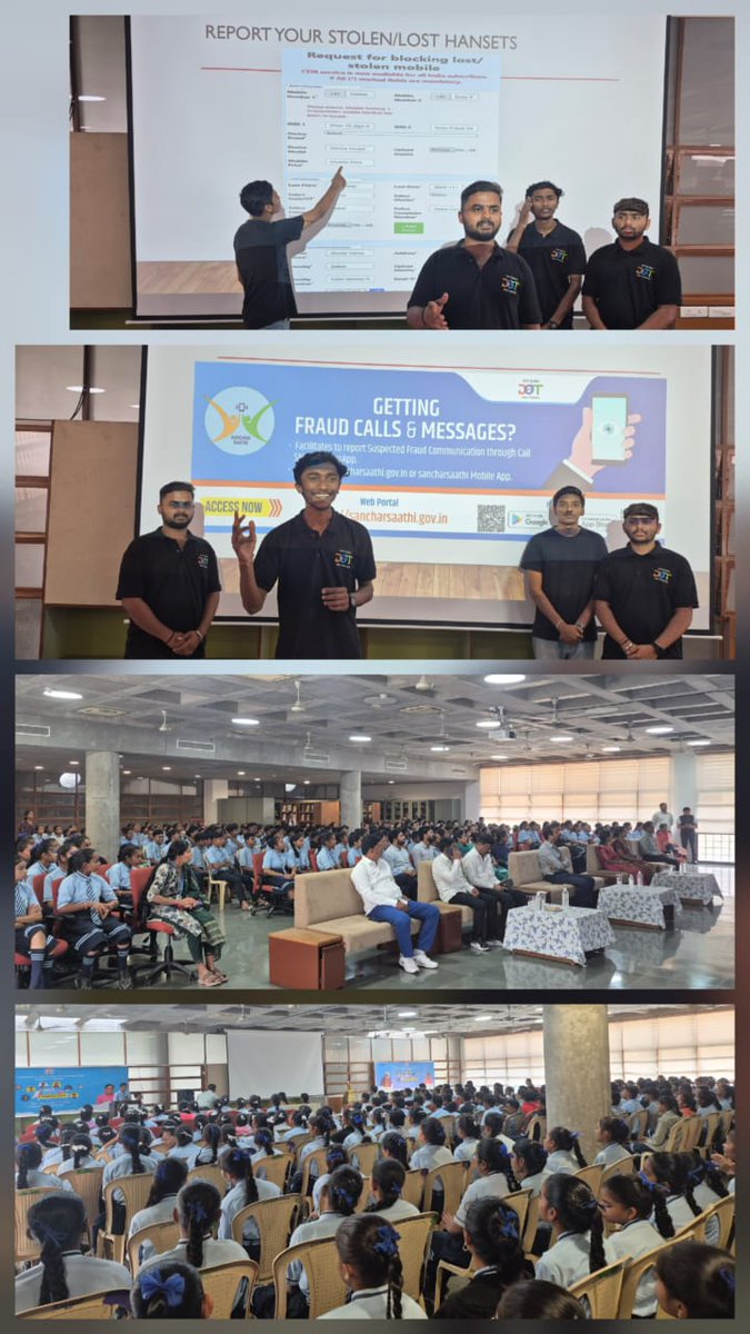 Guj_LSA_DoT_MoC's tweet photo. Education Hub Diu hosted a huge live telecast of Pariksha Pe Charcha 2026, bringing together exam warriors from across the entire Diu district. The event aimed at motivating students and promoting a stress free approach towards examination. 
Adding value to the program Sanchar Mitras of Govt. Polytechnic Diu carried out awareness session on digital safety highlighting importance of responsible mobile usage with live demos of Sanchar Saathi app. The initiative emphasized the motto " Pariksha ki taiyari, digital suraksha ke sath ", aligning perfect with spirit of Pariksha Pe Charcha impacting more than 350 students. #SancharSaathi #Telecom