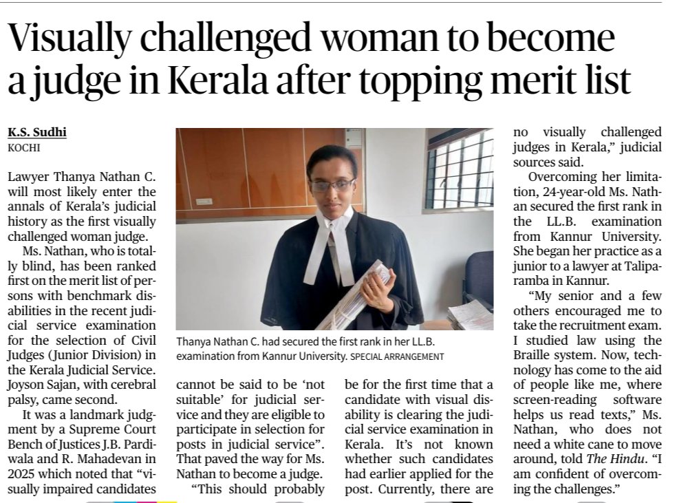 pradeepbagival's tweet photo. Thanks to RPWD Act, persons w visual impairment r occupying positions of judges. Inclusive judiciary complements access 2 #Justice  for all.#kerala @unwomenindia @UNDP_India @drsitu @DisabilityIndia @UNinIndia @BlindUnion @IASassociation @discommgoa @DisabledWorld @IDA_CRPD_Forum https://t.co/mqpIVpWXjc