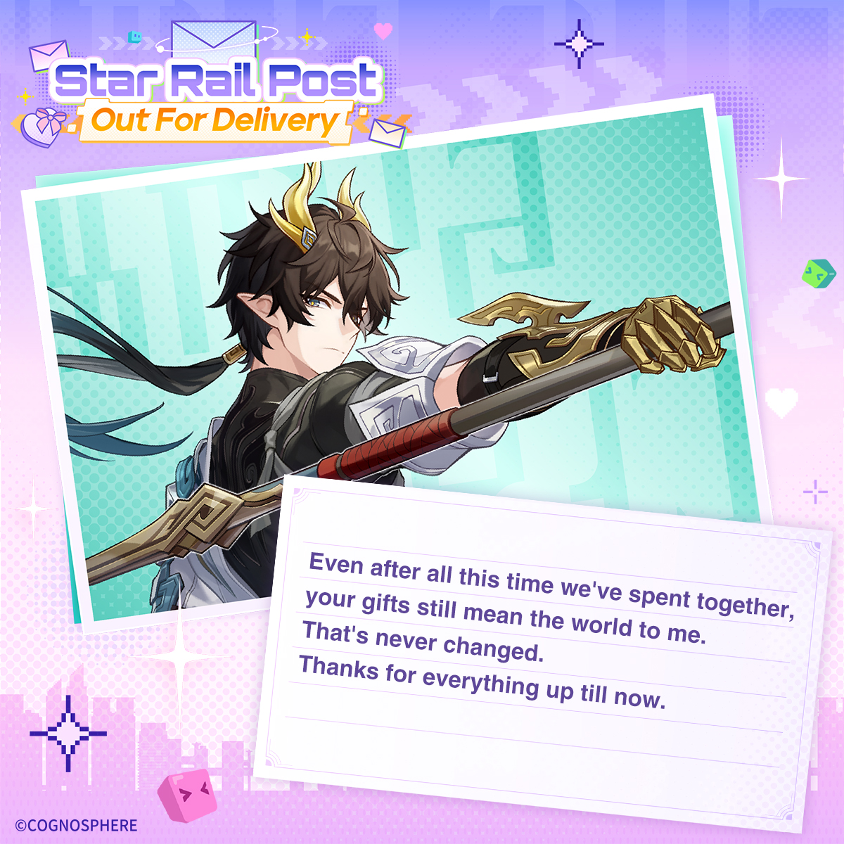 honkaistarrail's tweet photo. @itOK2cry #StarRailPostOutForDelivery
The reply has arrived ✉

Looks like there's a gift included too 🎁
Redemption Code: ALetterForYou https://t.co/KuVyuTJ5vQ