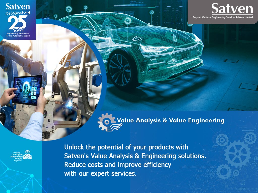 Unlock new efficiencies and elevate product value with Satven’s advanced value analysis and engineering strategies.

Explore Satven’s engineering services to drive smarter innovation in mobility.

satyamventure.com/solutions/valu…

#automotive #engineering #valueanalysis #valueengineering