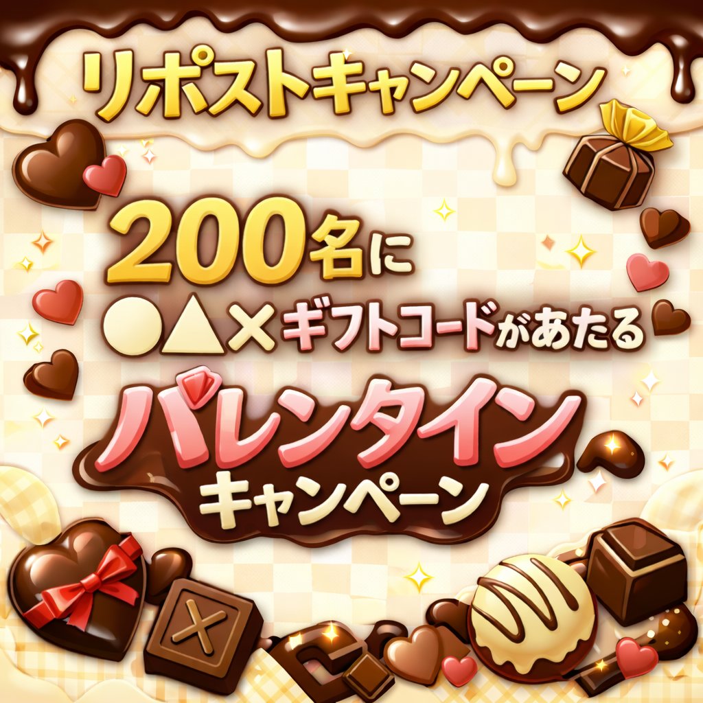 ＼バレンタインキャンペーン／
抽選で200名様にBBBギフトがあたる🎁

📍応募方法
1️⃣@Camtsukuをフォロー
2️⃣この投稿をリポスト
3️⃣URLから結果を確認
https:〜

📍応募期限
2月14日まで

ご応募お待ちしてます！