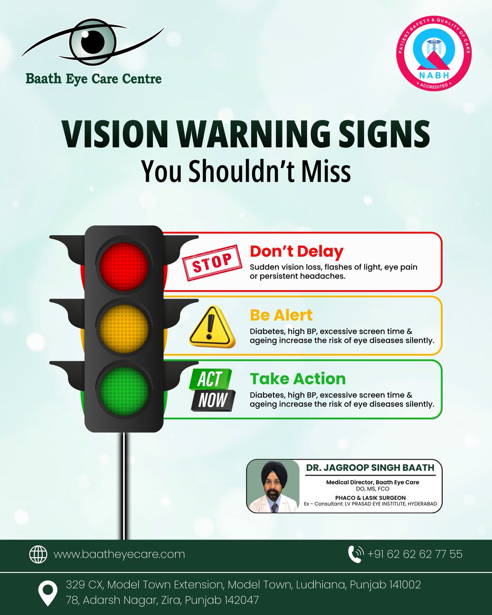 baatheyecare's tweet photo. Your eyes give warning signs before serious damage begins.

Stop. Be Alert. Take Action.
Protect your sight with timely expert care at Baath Eye Care Centre.

📞Book your appointment today.
Visit https://t.co/ZelhpCKi8z

#BaathEyeCare #EyeHealth #VisionCare #EyeSpecialist https://t.co/xVChg1VJmp