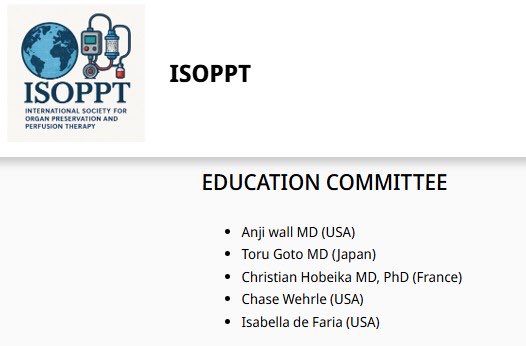 ToruGotoMD's tweet photo. Grateful to be appointed to the ISOPPT Education Committee.

Being the only Asian member is both an honor and a responsibility.

Excited to help shape the future of education in organ preservation &amp; perfusion!

#ISOPPT
#OrganPreservation
#MachinePerfusion https://t.co/TpuEYFoLzq