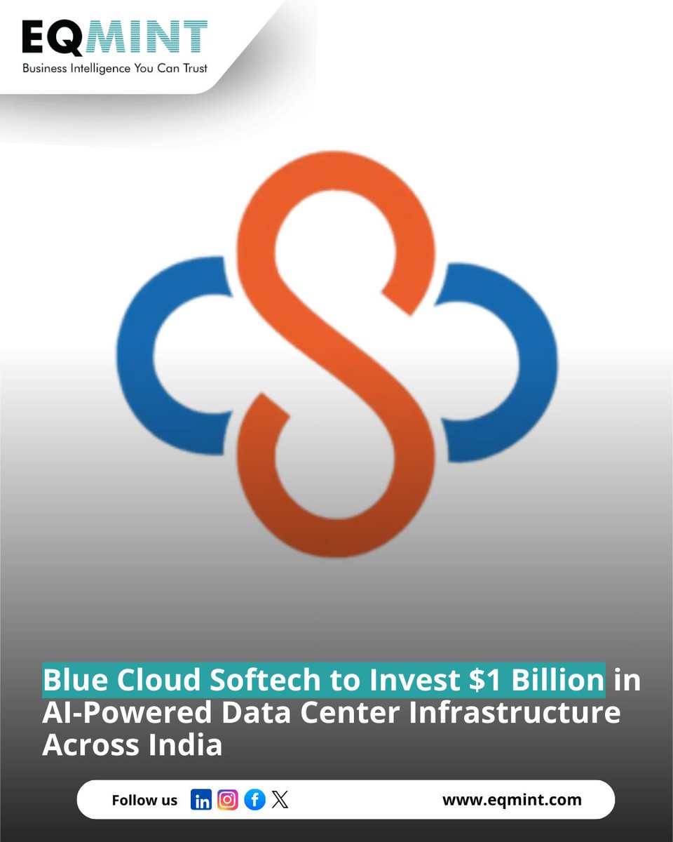 Eqmint's tweet image. 🚀 Blue Cloud Softech to invest $1 BILLION in AI-powered data centers across India

Big push toward cloud, AI infra and digital capacity expansion nationwide.

🔗 eqmint.com/blue-cloud-sof…
Read more 👉 eqmint.com

#AI #DataCenters #BlueCloudSoftech #TechNews #IndiaTech