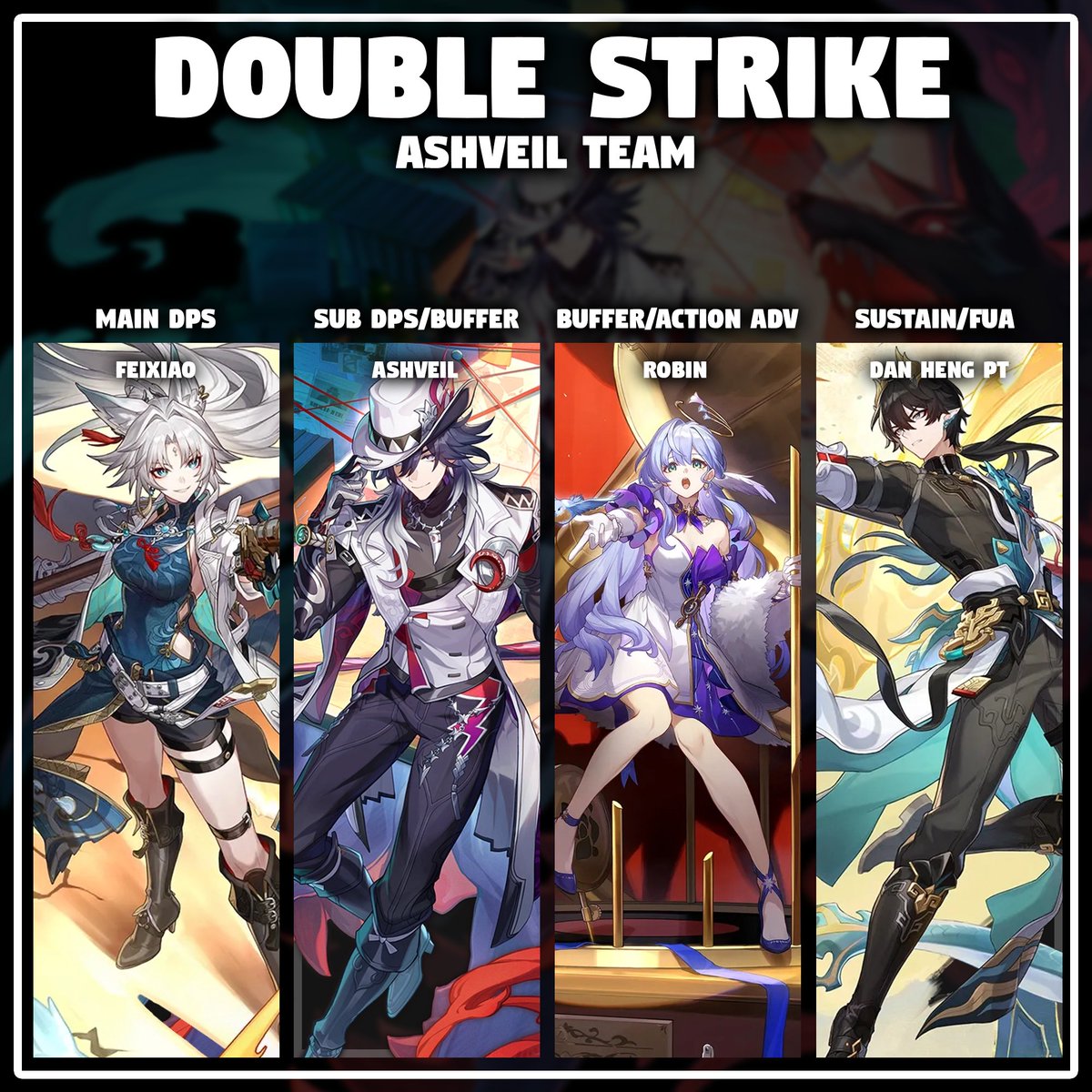 SipSipStefen's tweet image. 🩸FEIXIAO &amp;amp; ASHVEIL TEAM🩸
Get ready for follow-up's return with this brand new team coming in patch 4.1 to Honkai: Star Rail!
More teams to come, but super excited to see some older units get some love!
#HonkaiStarRail #Ashveil