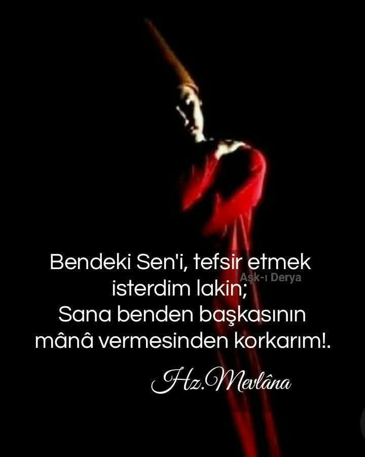 Sen ayrı, ben ayrı mıyım sandın? 
Baktın da iki tane  mi gördün? 

Her ikilikteki  tekliği farketmedin mi? 

Ne sen var ne ben, yalnızca Bir var!.

Neye  baksan gördüğün O'dur!.
Sendeki de bendeki de  Kalbini aç!.

"" Hz.MEVLÂNA ""