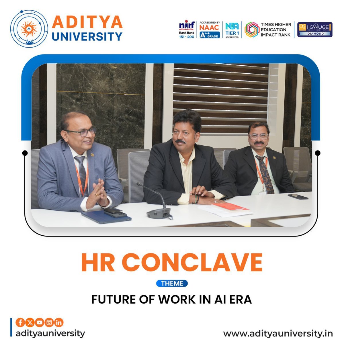 srmedapati's tweet image. It was a privilege to witness the HR Conclave 2026 at Aditya University, centered on the timely and transformative theme “Future of Work in the AI Era.”
#AdityaUniversity #HRConclave2026 #FutureOfWork #AIandLeadership #IndustryAcademia #TalentTransformation #HigherEducation