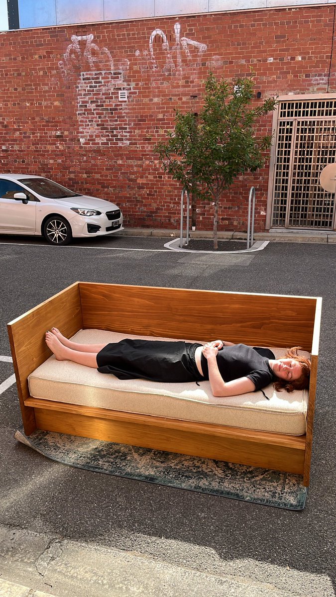 adidh_'s tweet photo. Daisie with Donald Judd Single Daybed 32, custom made in Melbourne. https://t.co/UKeuQ8AjEq