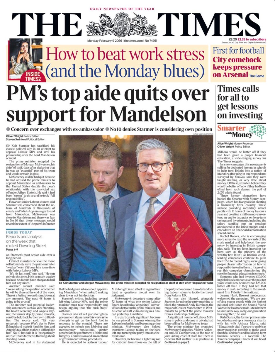 ThomasKrych's tweet photo. Shot months ago. Front-page today. 
London, 23rd May 2025
PM Keir Starmer is seen leaving 10 Downing Street with his chief of staff, Morgan McSweeney. https://t.co/USynVLIdMC