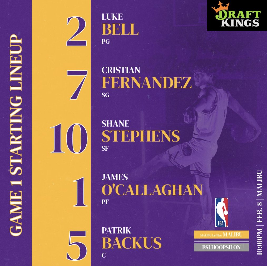 Opening Night STARTING LINEUP
v. Psi Hoopsilon