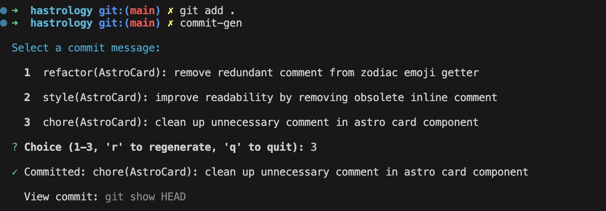 Just made this in 10 mins

'Not able to think rightful commit message or writing sloppy one like fix 1, fix 2'

commit-gen will do it for you.

Instal: npm install -g @harshkas45a/commit-gen

config your gemini api key: commit-gen config
Get FREE Gemini API key:
- Visit: