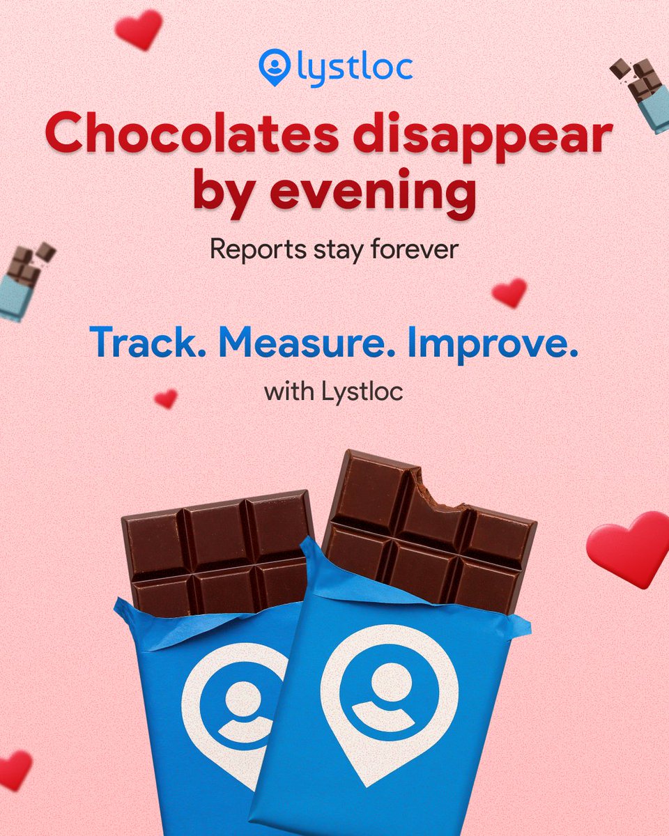 Chocolates don’t last.
Data should.

This Chocolate Day, invest in reports that help you: 

✨Track performance, 
✨Spot gaps, and 
✨Make smarter decisions.

Get started with Lystloc.

lystloc.com

#lystloc #chocolateday #valentinesweek #growth