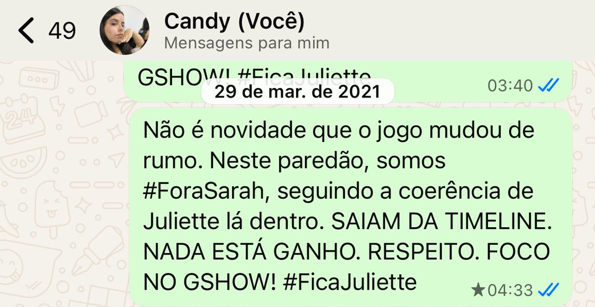 candyferraz's tweet photo. eu ainda tenho o rascunho desse tweet nas minhas conversas comigo mesma no zap. nem sabia que seria atemporal ok #bbb26 https://t.co/6ND2qr0X0G