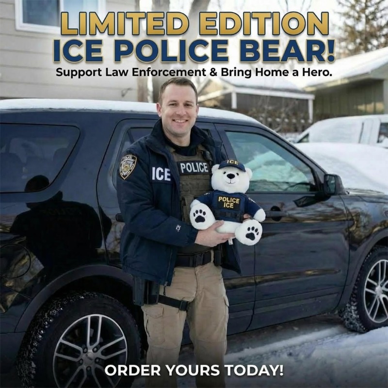 ProudPatriots1's tweet photo. Stand with American law enforcement by adding the limited-edition ICE Polar Bear plush to your collection. 
Approximately 12 inches tall and dressed in a detailed uniform, this bear is a heartfelt tribute. 
Order yours today, limited quantities available!