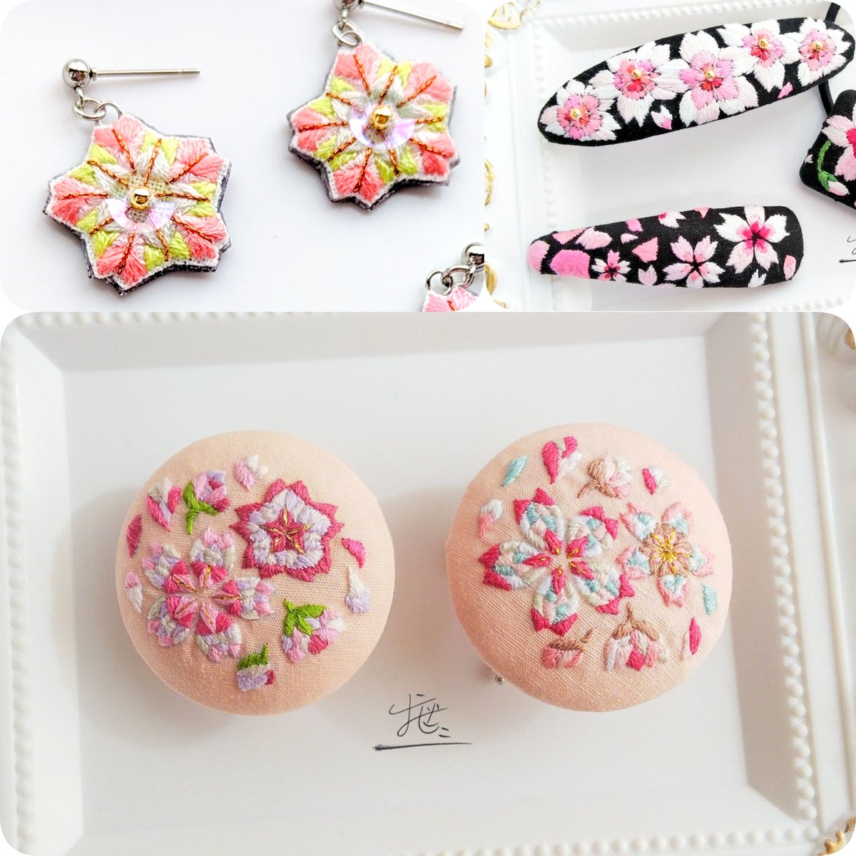 本日もhakomittsu.様営業中です🌸
 #桜フェスF はアトリエにて！
自作品や相方作品も素敵に並べていただいています🙌☺️

今週は水曜日も営業される都合で明日火曜日がお休みだそうです🤫

ポーチも素敵に並べていただいていますよー！✨️是非サイズ感など見ていってくださいね。