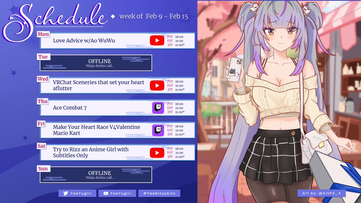 Hello!!!!! My name is Yae Yugiri and I make schedules!!!